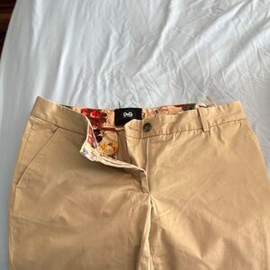 D&G Beige Chinos with Floral Waistband Accent